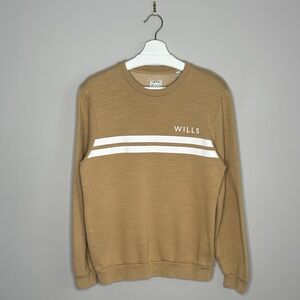 Jack Wills Tan Crewneck Sweater with White Stripes